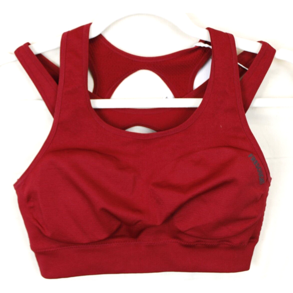 Fresought Activewear Sport Bra Padded Wicking Women M Athleisure Top Burgundy